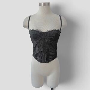Dealmore Black Lace Bustier Tank Top Cropped Medium Boning